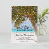 Invitation Mariage de plage élégant | Arbre de palmiers à lum (Debout devant)