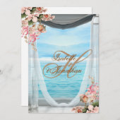 Invitation Mariage de plage élégant avec rideaux et orchidées (Devant / Derrière)