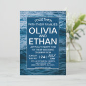 Invitation Mariage de plage élégant bleu marine océanique et  (Debout devant)