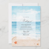 Invitation Mariage de plage en aquarelle été QR Code RSVP (Devant)