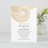 Invitation Mariage de plage en coquille de Nautilus beige (Debout devant)