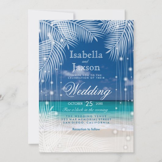 Invitation Mariage de plage en soirée (Devant)