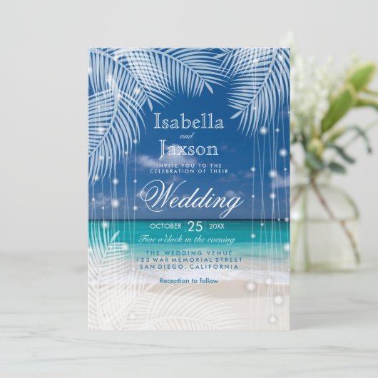 Invitation Mariage de plage en soirée (Debout devant)