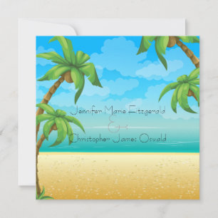 Invitation Mariage de plage et de palmiers tropicaux