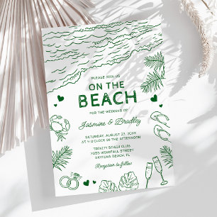 Invitation Mariage de plage fantaisiste à gribouillis
