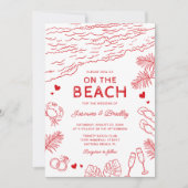 Invitation Mariage de plage fantaisiste doodle (Devant)