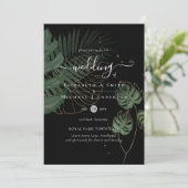 Invitation Mariage de plage Feuille de l'île tropicale Palm (Debout devant)