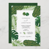 Invitation Mariage de plage Feuille tropicale peinte (Devant / Derrière)