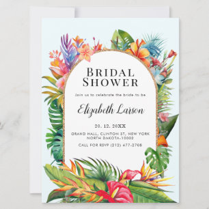 Invitation Mariage de plage fleurie Feuille tropicale