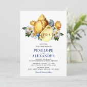 Invitation Mariage de plage floral coquillage magique (Debout devant)