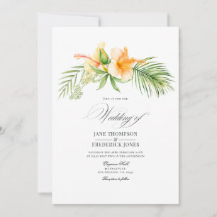 Invitation Mariage de plage florale tropicale à l'aquarelle