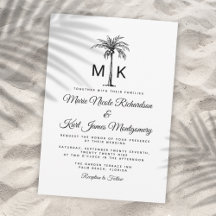 Mariage de plage formel Palmier tropical Monogramm