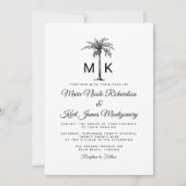 Invitation Mariage de plage formel Palmier tropical Monogramm (Devant)