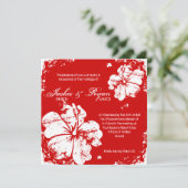 Invitation Mariage de plage Hibiscus Cherry Red (Debout devant)