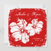 Invitation Mariage de plage Hibiscus Cherry Red (Dos)