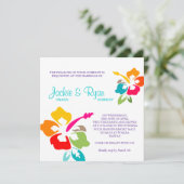 Invitation Mariage de plage Hibiscus Fleur colorée (Debout devant)