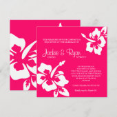 Invitation Mariage de plage Hibiscus Fleur rose (Devant / Derrière)