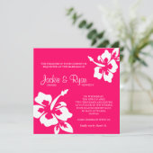 Invitation Mariage de plage Hibiscus Fleur rose (Debout devant)