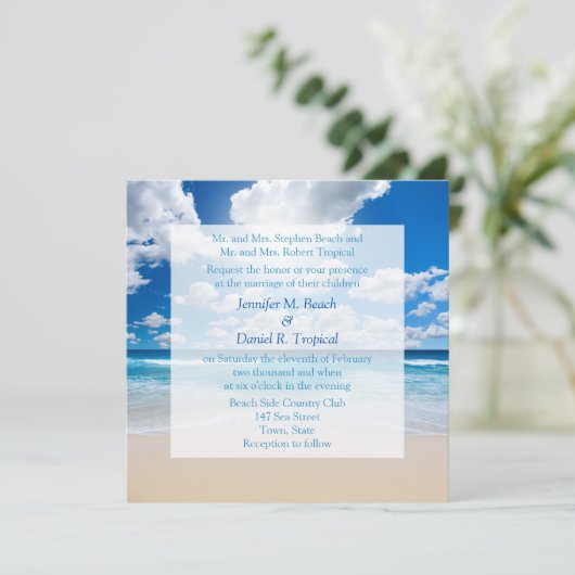 Invitation Mariage de plage Invitation Mariage tro (Debout devant)