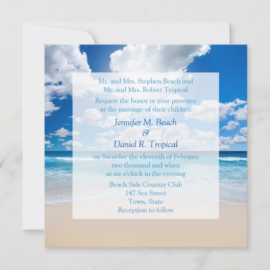 Invitation Mariage de plage Invitation Mariage tro (Devant)