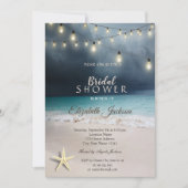 Invitation Mariage de plage Lumières à cordes Fête des mariée (Devant)