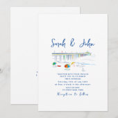 Invitation Mariage de plage minimal unique (Devant / Derrière)