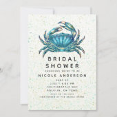 Invitation Mariage de plage moderne étoile de mer crabe bleu (Devant)