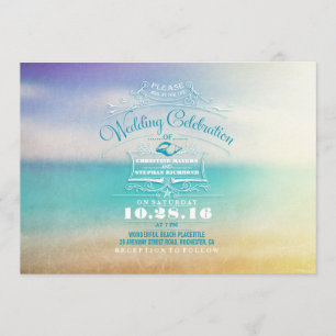 Invitation Mariage de plage moderne invitation- mer bleue tro