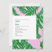 Invitation Mariage de plage moderne rose + vert Palm Tree (Devant)