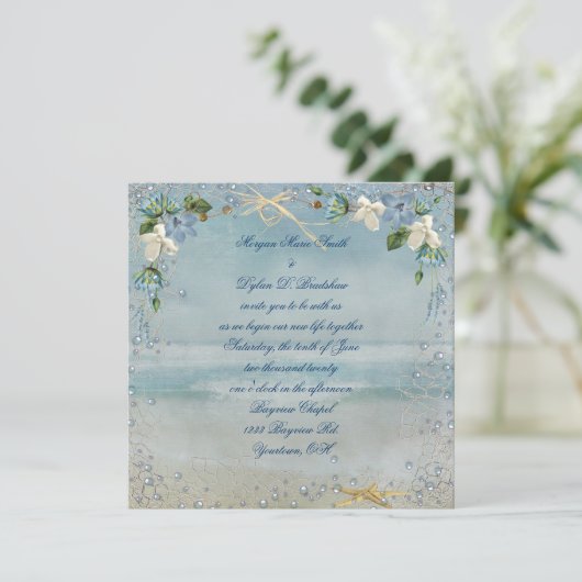 Invitation Mariage de plage nautique (Debout devant)