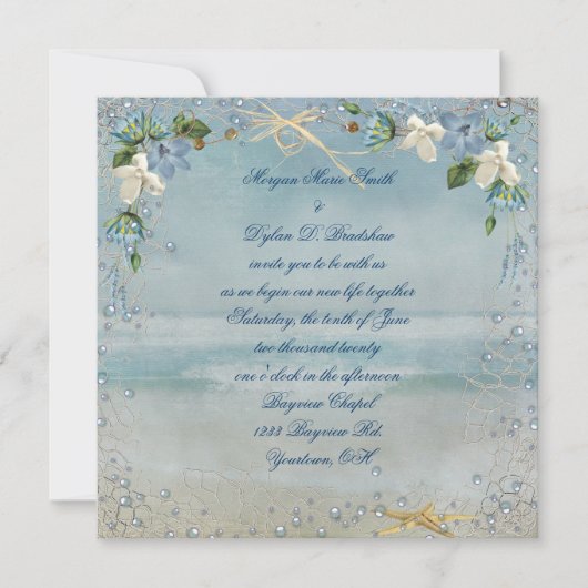 Invitation Mariage de plage nautique (Devant)