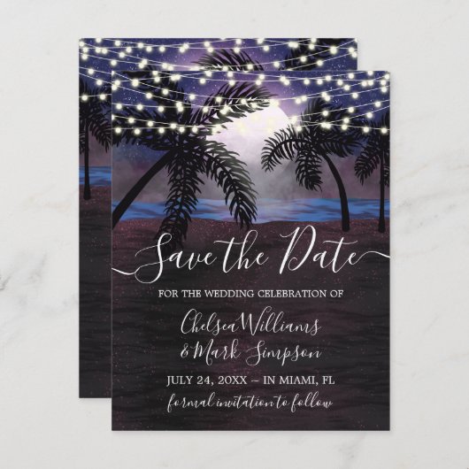 Invitation Mariage de plage nuits d'été Save the Date (Devant / Derrière)