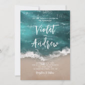 Invitation mariage de plage océanique Abstraite (Devant)