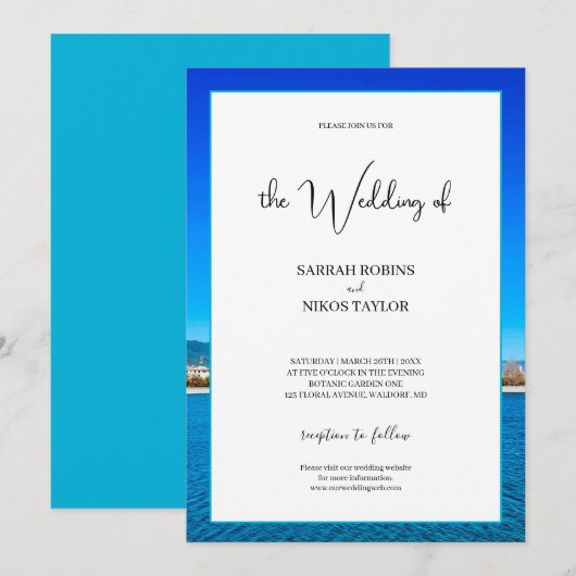 Invitation Mariage de plage océanique côtière (Devant / Derrière)