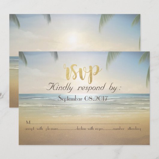Invitation Mariage de plage Palms Sunset Beach  RSVP (Devant / Derrière)