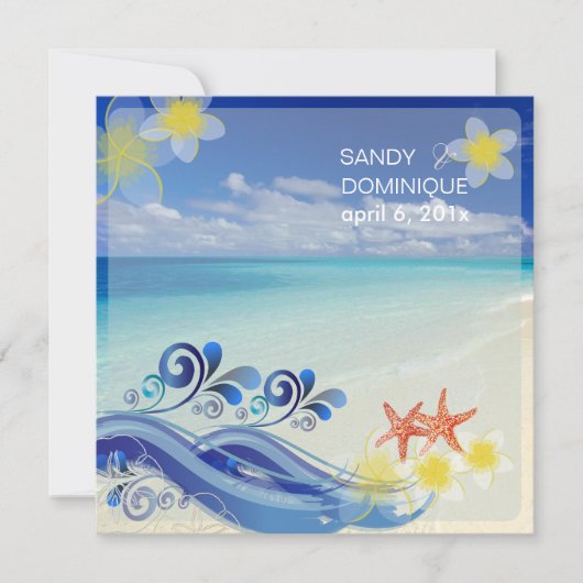 Invitation Mariage de plage PixDezines/design dynamique (Devant)