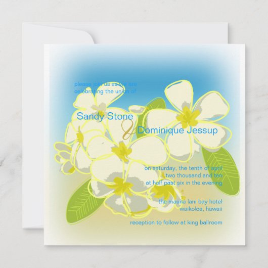 Invitation Mariage de plage/plumérias de sable (Dos)