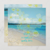 Invitation Mariage de plage/plumérias de sable (Devant / Derrière)