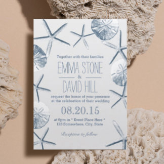 Invitation Mariage de plage Poisson-étoile rustique & Dollar