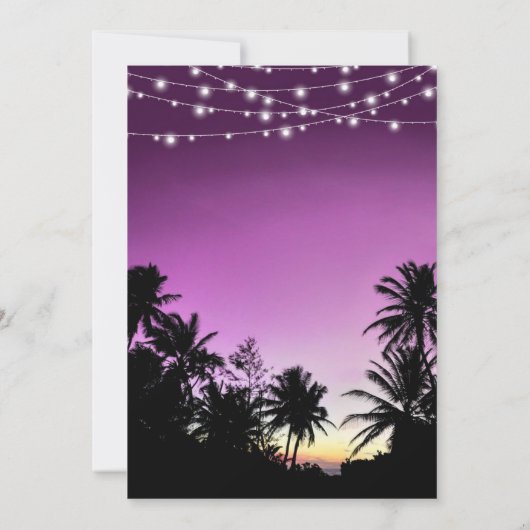 Invitation Mariage de plage Purple Sunset Palm Tree (Dos)