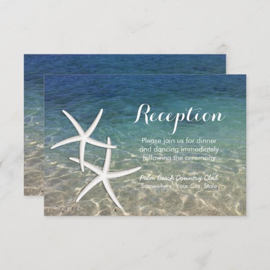 Invitation Mariage de plage Réception Tropical Starfish (Devant / Derrière)