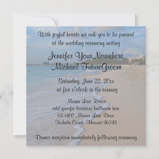 Invitation Mariage de plage romantique spécial (Devant)