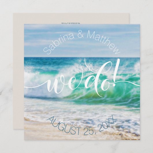 Invitation Mariage de plage Rompre les vagues que nous faison (Devant / Derrière)
