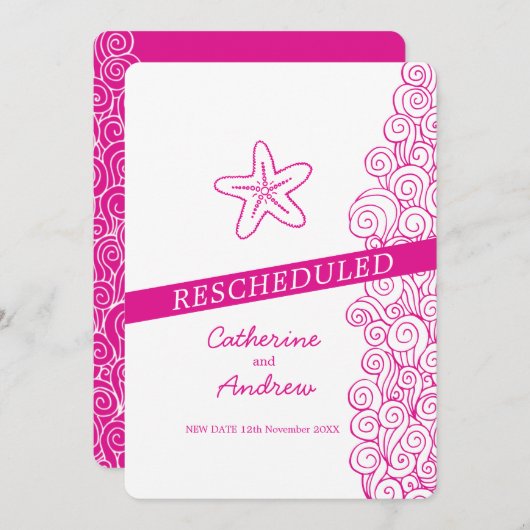Invitation Mariage de plage rose tourbillon Starfish reprogra (Devant / Derrière)