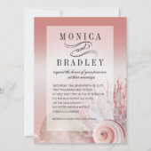 Invitation Mariage de plage rose vif Faux Vellum Overlay (Devant)