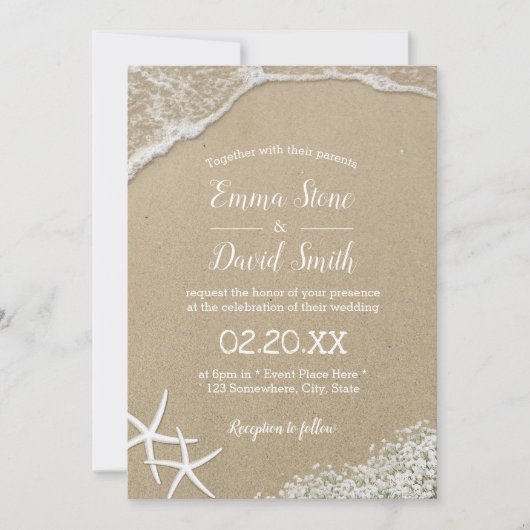 Invitation Mariage de plage Rustic Baby's Breath & Starfish (Devant)