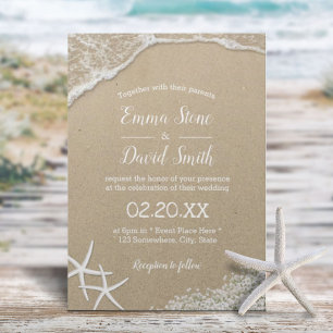 Invitation Mariage de plage Rustic Baby's Breath & Starfish