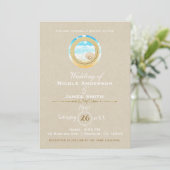 Invitation Mariage de plage rustique Kraft élégant moderne (Debout devant)