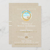 Invitation Mariage de plage rustique Kraft élégant moderne (Devant / Derrière)