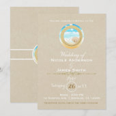 Invitation Mariage de plage rustique Kraft moderne élégant (Devant / Derrière)